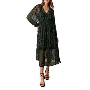 B0 NEW VELVET BY GRAHAM & SPENCER Kendra Hi Waisted Animal Print Dress Sz S $257